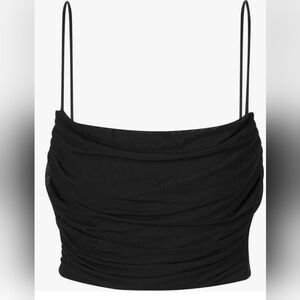 Bralette, Double-Layered Crop Spaghetti Strap Ruched Mini Club Top